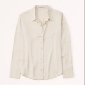 Abercrombie Satin Champagne Button Up Shirt